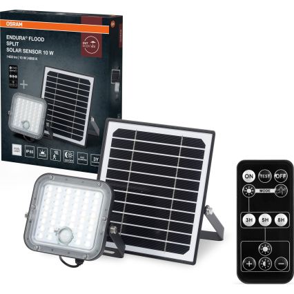 Osram - Ηλιακός ρυθμιζόμενος προβολέας LED με αισθητήρα ENDURA LED/10W/4,2V 4000K IP65 μαύρο + τηλεχειριστήριο