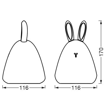Osram - LED παιδικό νυχτερινό φωτάκι αφής TOUCH LED/2,5W/5V 1200 mAh κουνέλι