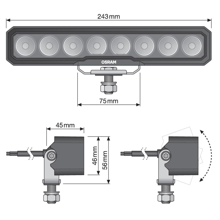 Osram - LED προβολάκι για αυτοκίνητο LIGHTBAR WL VX250-WD LED/36W/12/24V 6000K IP69