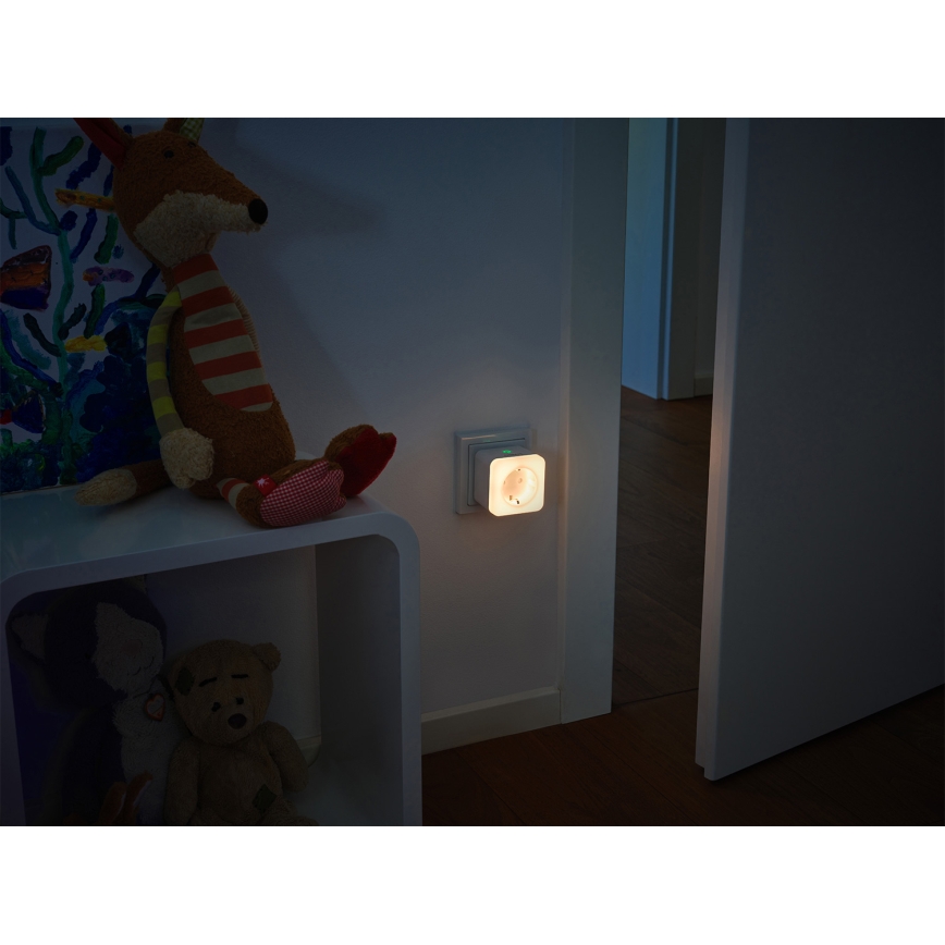 Osram - Ρυθμιζόμενη LED πρίζα SCHUKO SMART+ NIGHTLIGHT με ενσωματωμένο φωτισμό, 3680W/230V, Wi-Fi