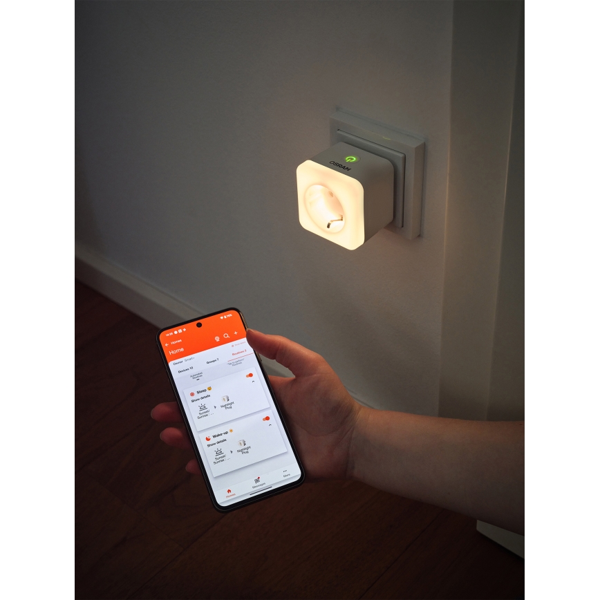 Osram - Ρυθμιζόμενη LED πρίζα SCHUKO SMART+ NIGHTLIGHT με ενσωματωμένο φωτισμό, 3680W/230V, Wi-Fi