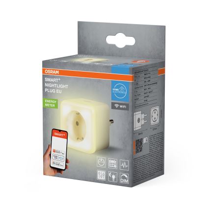 Osram - Ρυθμιζόμενη LED πρίζα SCHUKO SMART+ NIGHTLIGHT με ενσωματωμένο φωτισμό, 3680W/230V, Wi-Fi