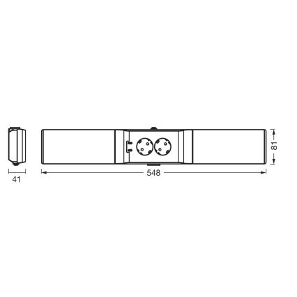 Osram - Ρυθμιζόμενο LED φωτιστικό κάτω ντουλαπιού με πρίζες UNDERCABINET LED/10W/230V 3000K 54,8 cm μαύρο