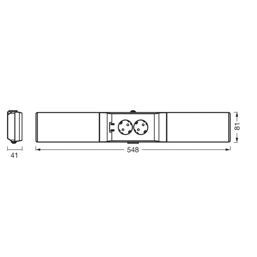 Osram - Ρυθμιζόμενο LED φωτιστικό κάτω ντουλαπιού με πρίζες UNDERCABINET LED/10W/230V 3000K 54,8 cm μαύρο