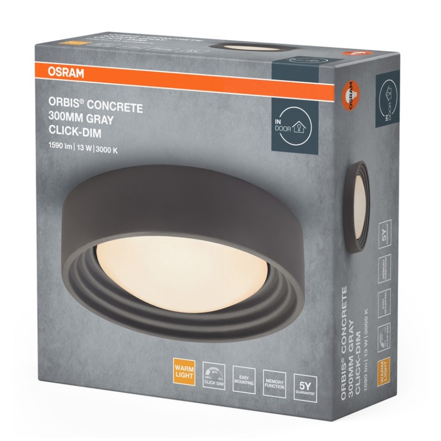 Osram - Ρυθμιζόμενο φωτιστικό οροφής LED ORBIS CONCRETE LED/13W/230V Ø 30 cm γκρι/μπετόν