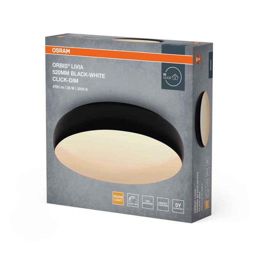 Osram - LED Ρυθμιζόμενο φωτιστικό οροφής ORBIS LIVIA LED/36W/230V Ø 52 cm μαύρο/λευκό