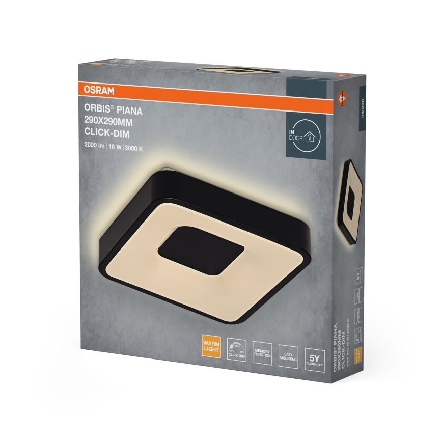 Osram - LED Ρυθμιζόμενο φωτιστικό οροφής ORBIS PIANA LED/16W/230V 29x29 cm μαύρο