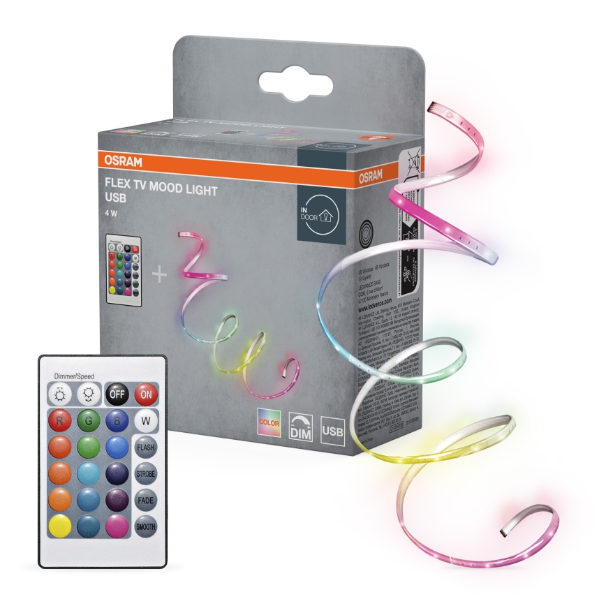Osram - LED RGB ρυθμιζόμενη ταινία FLEX TV MOOD 1,5m LED/4W/5V + τηλεχειριστήριο