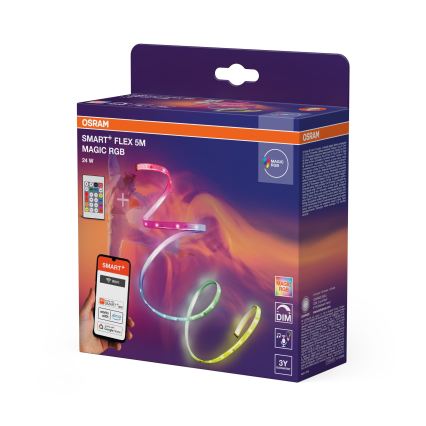 Osram - LED RGB ρυθμιζόμενη ταινία SMART+ MAGIC FLEX 5m LED/24W/230V Wi-Fi + τηλεχειριστήριο
