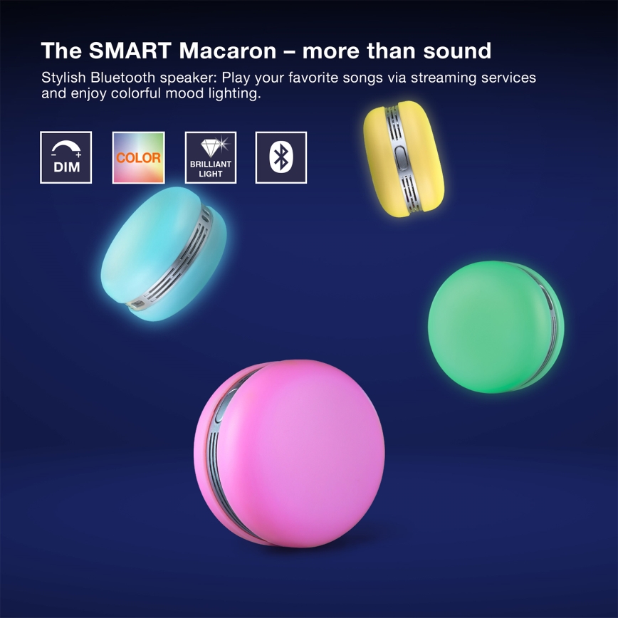 Osram - RGB LED ηχείο με ρύθμιση φωτεινότητας SMART+ MACARON LED/1,75W/3,7V 450 mAh κίτρινο