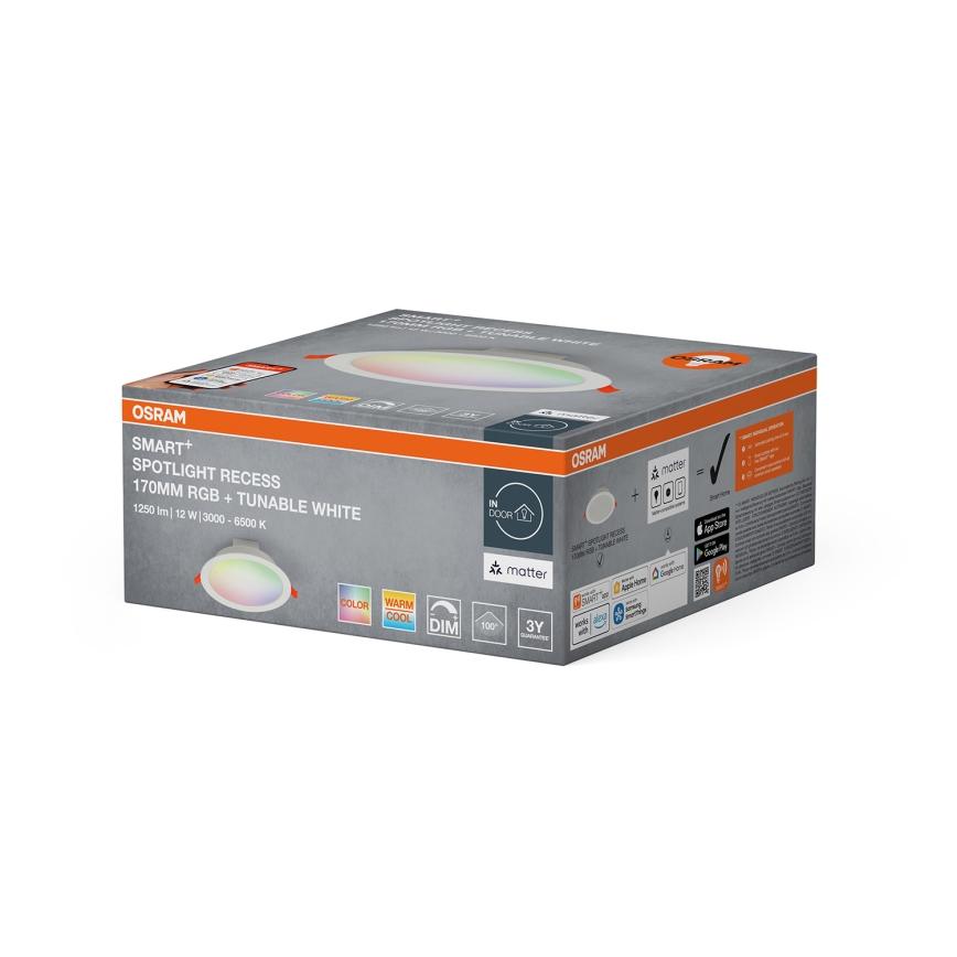 Osram - LED RGB Ρυθμιζόμενο εντοιχισμένο φωτιστικό οροφής SMART+ DOWNLIGHT LED/12W/230V 3000-6500K Wi-Fi