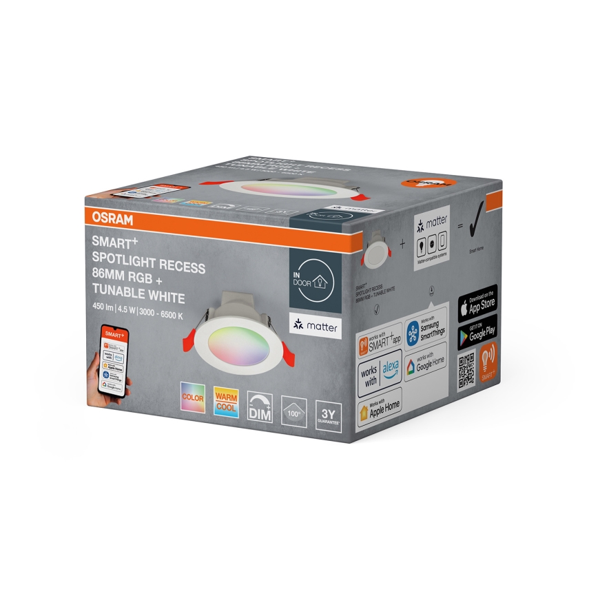 Osram - RGB LED ρυθμιζόμενο χωνευτό φωτιστικό SMART+ DOWNLIGHT LED/4,5W/230V 3000-6500K Wi-Fi