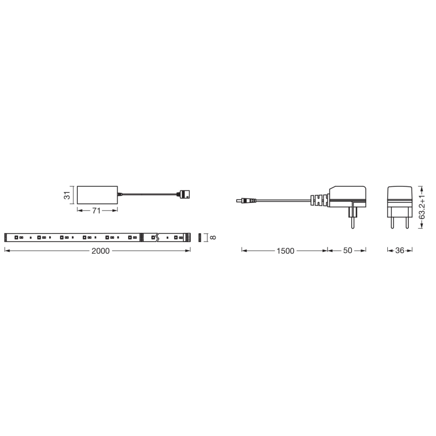 Osram - LED RGB+TW Ρυθμιζόμενη ταινία SMART+ FLEX 2m LED/8,5W/230V 2700-6500K Wi-Fi