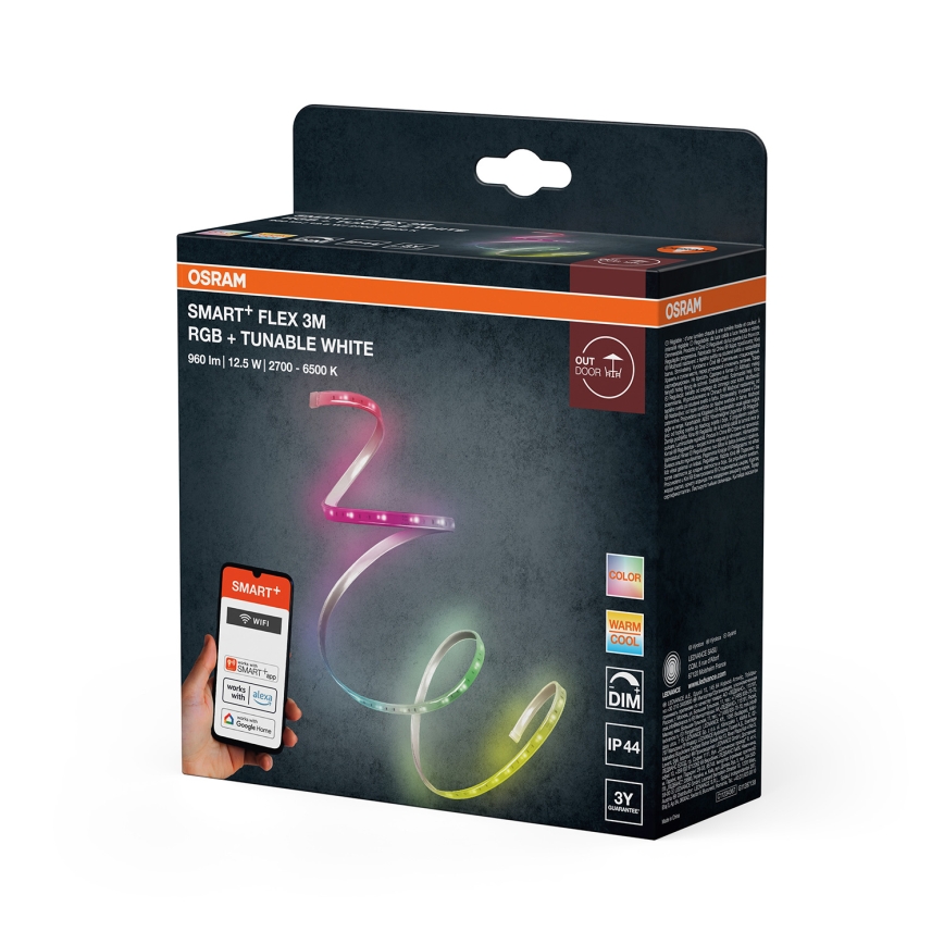 Osram - LED RGB+TW Ρυθμιζόμενη εξωτερική ταινία SMART+ FLEX 3m LED/12,5W/230V 2700-6500K IP44 Wi-Fi