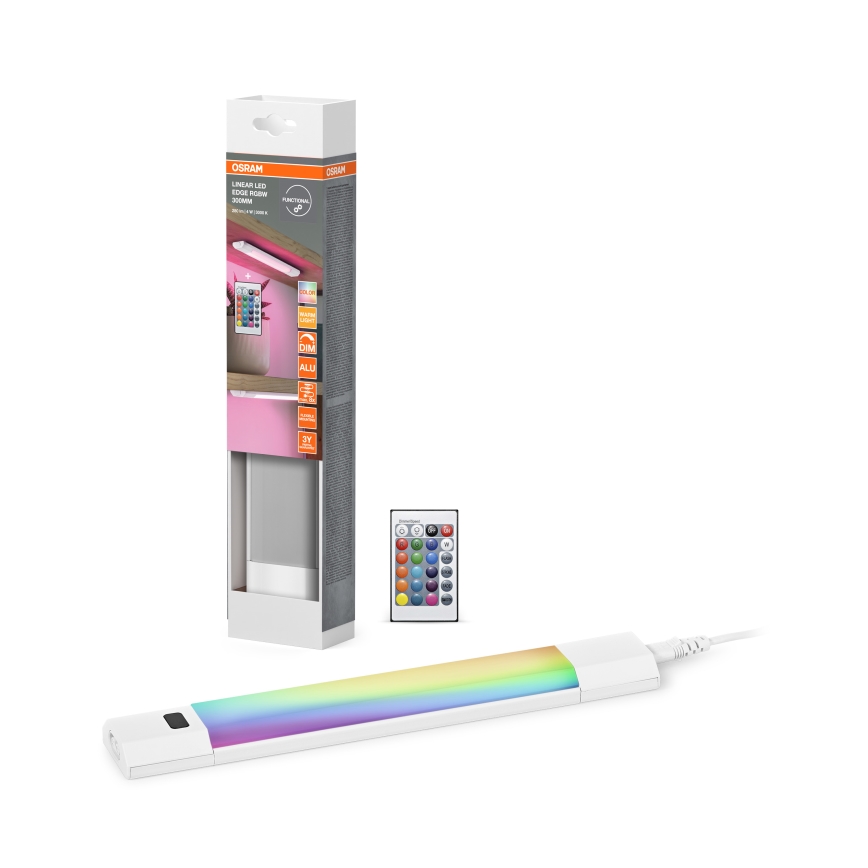 Osram - LED RGBW ρυθμιζόμενο φωτιστικό κάτω ντουλαπιού με αισθητήρα κίνησης LINEAR EDGE LED/4W/230V 30 cm λευκό + τηλεχειριστήριο