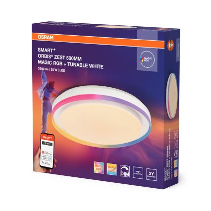 Osram - LED RGBW Ρυθμιζόμενο φωτιστικό οροφής SMART+ MAGIC LED 38W/230V διάμ. 49 cm λευκό 2700–6500K Wi-Fi