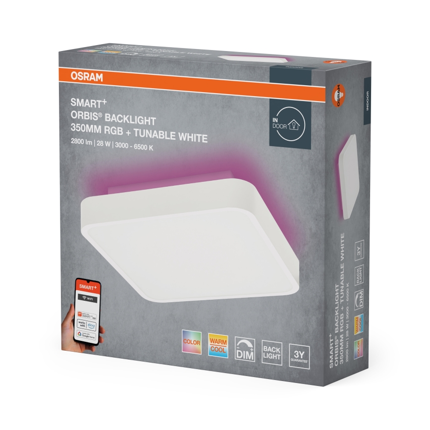 Osram - LED RGBW Ρυθμιζόμενο φωτιστικό οροφής SMART+ ORBIS LED/28W/230V 35x35 cm 2700-6500K Wi-Fi