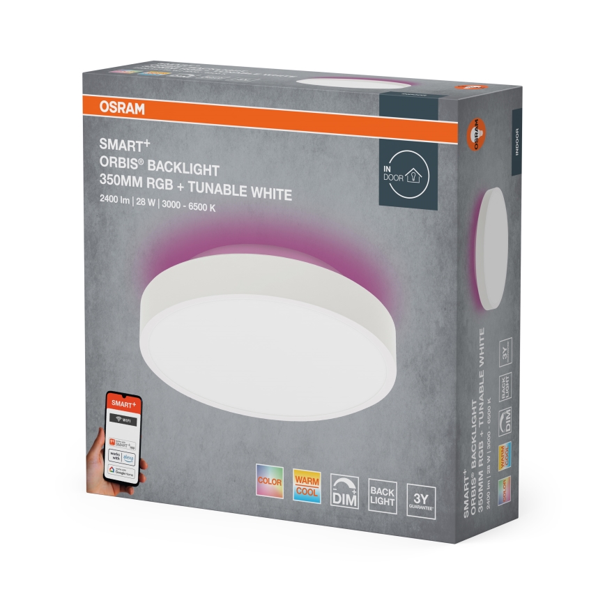 Osram - SMART+ ORBIS LED RGBW ρυθμιζόμενο φωτιστικό οροφής 28W/230V διάμ. 35 cm 2700-6500K Wi-Fi