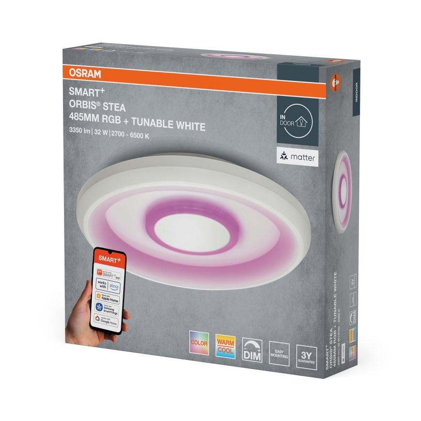 Osram - Ρυθμιζόμενο φωτιστικό οροφής LED RGBW SMART+ STEA LED/32W/230V, διάμ. 48,5 cm, 2700-6500K, Wi-Fi