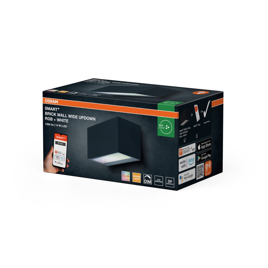 Osram - LED RGBW Ρυθμιζόμενο εξωτερικό επιτοίχιο φωτιστικό SMART+ BRICK LED/14W/230V IP44 Wi-Fi