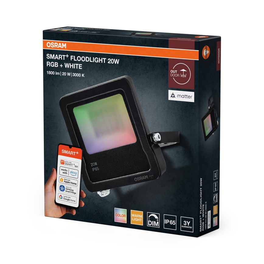 Osram - LED RGBW Ρυθμιζόμενος προβολέας SMART+ FLOODLIGHT LED/20W/230V IP65 Wi-Fi