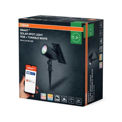 Ledvance - LED RGBW ρυθμιζόμενο ηλιακό φωτιστικό SMART+ SOLAR LED/0,6W/3,7V 2000 mAh 3000-6500K IP44