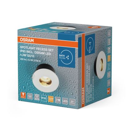 Osram - LED εντοιχισμένο φωτιστικό μπάνιου SPOT 1xGU10/4,3W/230V 2700K CRI 90 Ø 8,5 cm IP65 λευκό