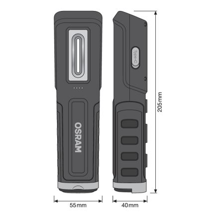 Osram - LED Επαναφορτιζόμενος ρυθμιζόμενος φακός LEDINSPECT WIRE-FREE PRO 600 LED/5W/3,7V IP54