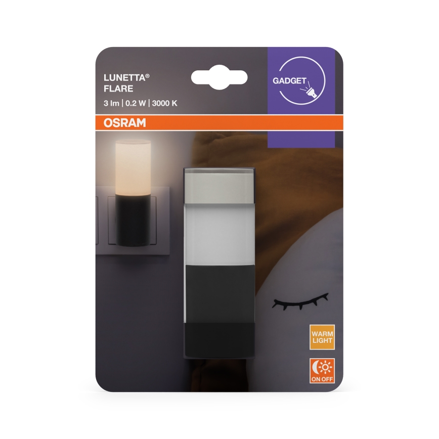Osram - LED νυχτερινό φωτάκι με αισθητήρα σούρουπου LUNETTA LED/0,2W/230V μαύρο