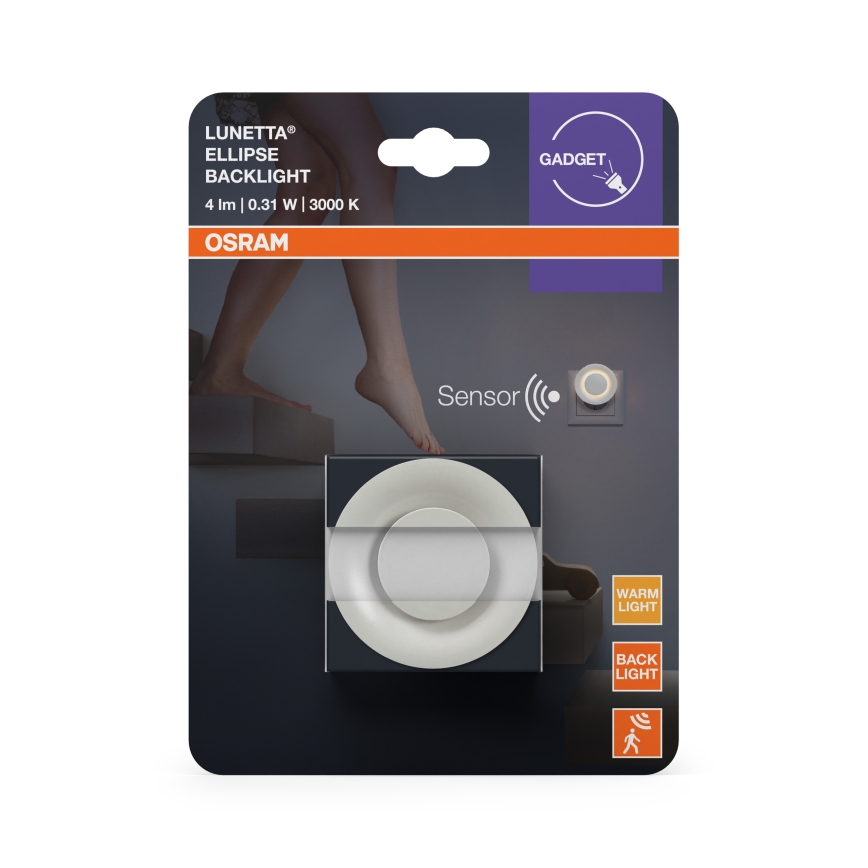 Osram - LED φωτάκι νυκτός με αισθητήρα κίνησης και λυκόφωτος LUNETTA LED/0,31W/230V λευκό