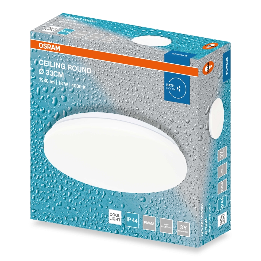 Osram - LED φωτιστικό οροφής για μπάνιο CEILING ROUND LED/18W/230V 4000K Ø 33 cm IP44 λευκό