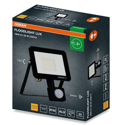 Osram - LED προβολέας με αισθητήρα κίνησης FLOODLIGHT LED/20W/230V 3000K IP65
