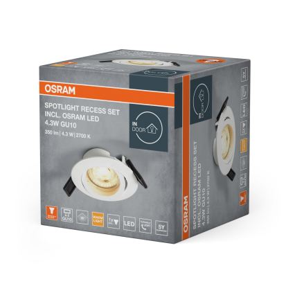 Osram - LED χωνευτό φωτιστικό SPOT 1xGU10/4,3W/230V 2700K CRI 90 λευκό