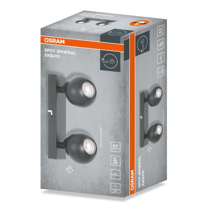 Osram - Σποτ φωτιστικό SPOT SPHERAL 2xGU10/6W/230V μαύρο