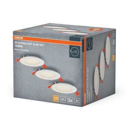Osram - Σετ 3 τεμ. χωνευτό σποτ LED 8W/230V 3000K Ø 12 cm λευκό