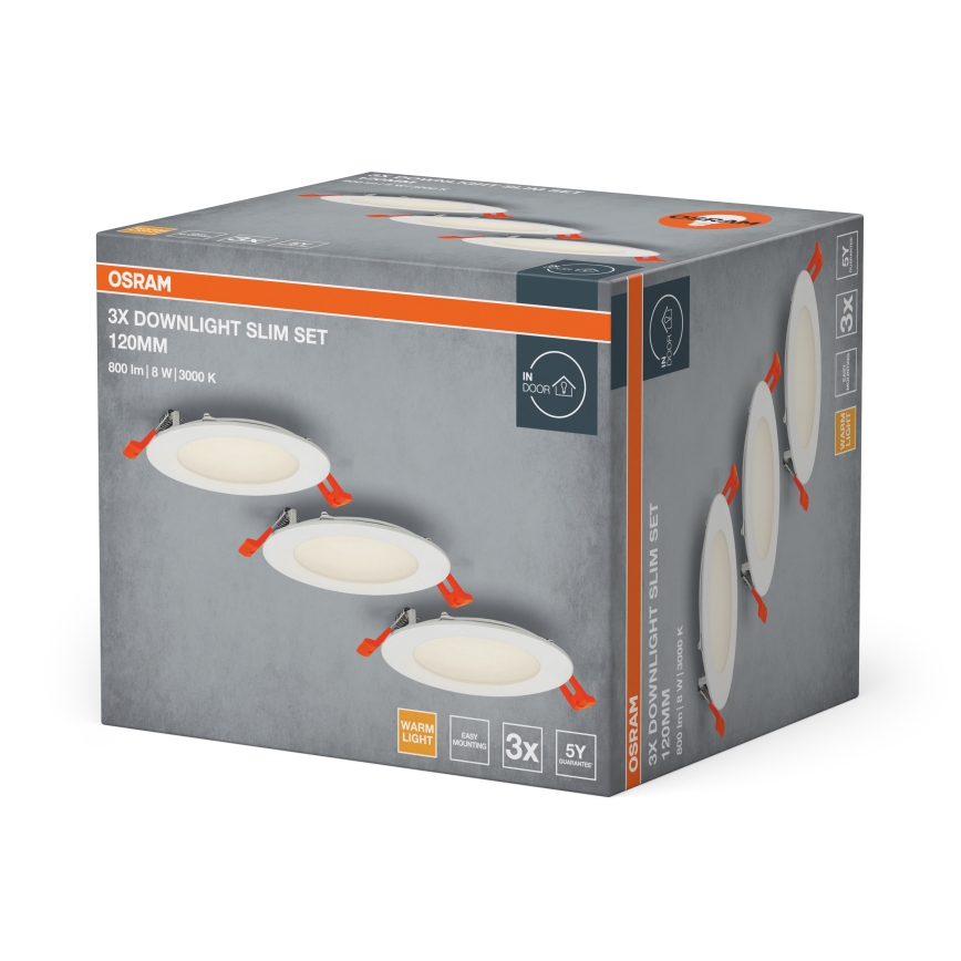 Osram - Σετ 3 τεμ. χωνευτό σποτ LED 8W/230V 3000K Ø 12 cm λευκό