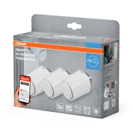 Osram - Σετ 3 τεμαχίων θερμοστατικών κεφαλών SMART+ με τροφοδοσία 3xAA και Wi‑Fi