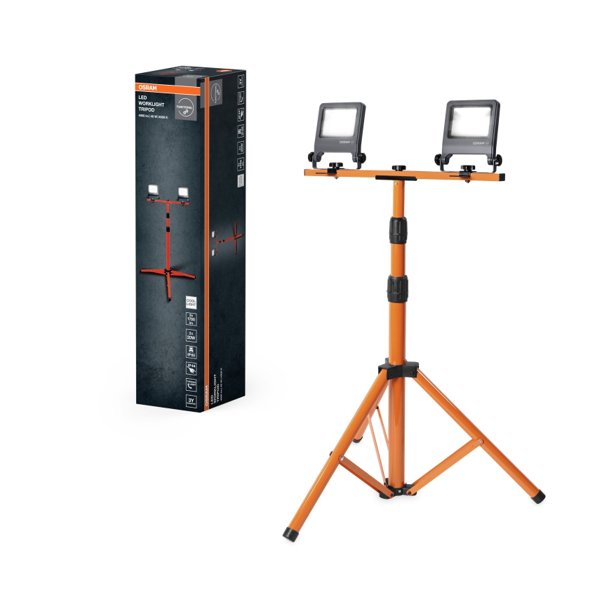 Osram - LED προβολέας με βάση TRIPOD 2xLED/20W/230V 4000K IP65 πορτοκαλί/ανθρακί