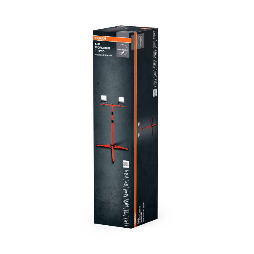 Osram - LED προβολέας με βάση TRIPOD 2xLED/20W/230V 4000K IP65 πορτοκαλί/ανθρακί