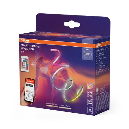 Osram - ρυθμιζόμενη RGB LED ταινία SMART+ MAGIC 3m LED/22W/230V Wi‑Fi + τηλεχειριστήριο