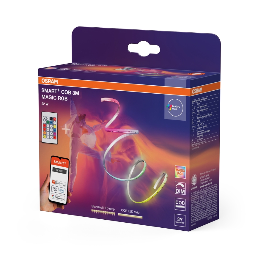 Osram - ρυθμιζόμενη RGB LED ταινία SMART+ MAGIC 3m LED/22W/230V Wi‑Fi + τηλεχειριστήριο