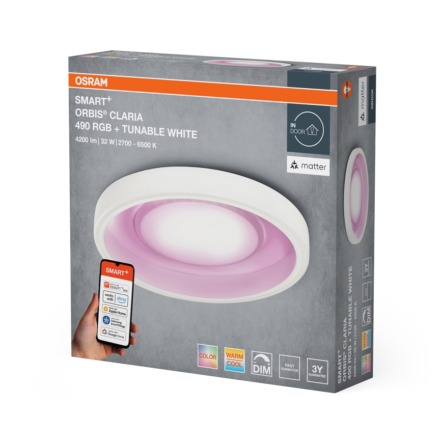 Osram- LED RGBW Ρυθμιζόμενο φωτιστικό οροφής SMART+ CLARIA LED/32W/230V διάμ. 49 cm 2700-6500K Wi-Fi