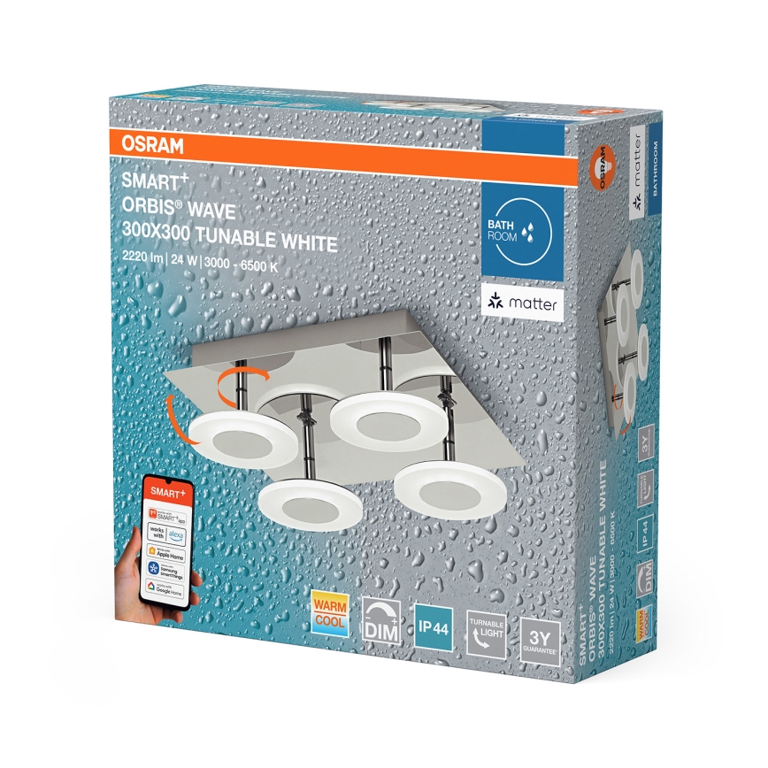 Osram - LED ρυθμιζόμενο φωτιστικό οροφής για μπάνιο SMART+ WAVE LED/24W/230V 3000-6500K IP44 Wi-Fi
