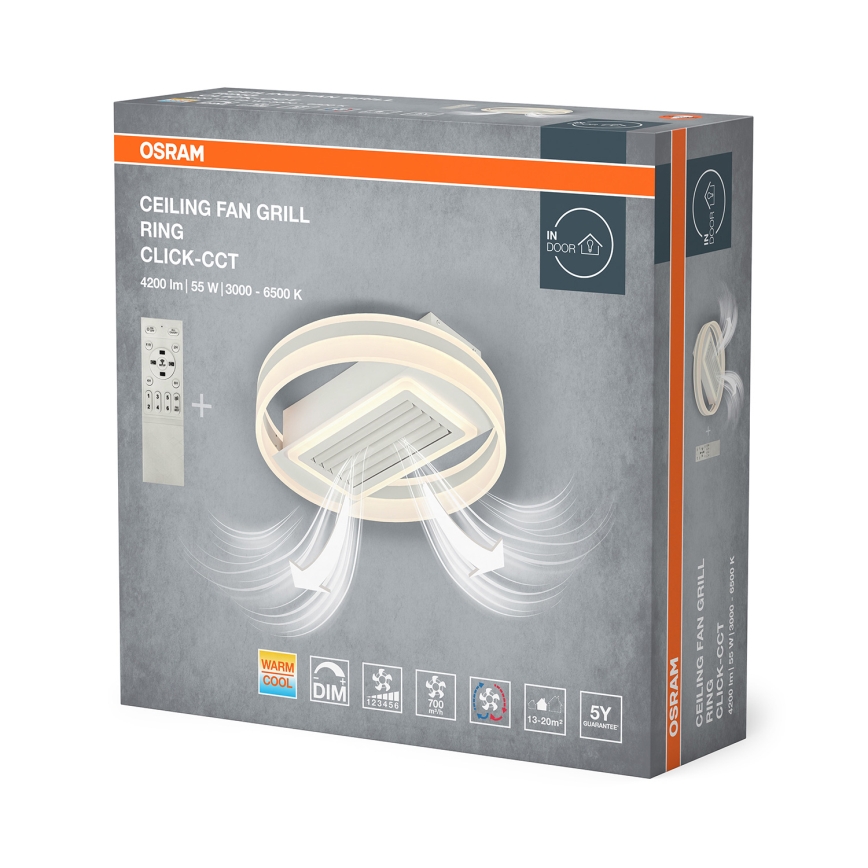 Osram - Ρυθμιζόμενο LED φωτιστικό οροφής με ανεμιστήρα CEILING FAN LED/55W/230V 3000-6500K λευκό + τηλεχειριστήριο