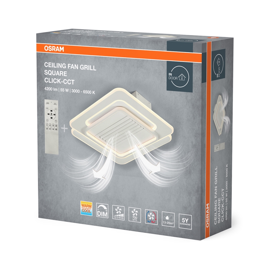 Osram - Ρυθμιζόμενο LED φωτιστικό οροφής με ανεμιστήρα LED/55W/230V 3000-6500K λευκό + τηλεχειριστήριο