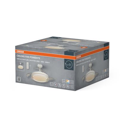 Osram - Ρυθμιζόμενο φωτιστικό οροφής LED με ανεμιστήρα PONIENTE LED/36W/230V 3000/4000/6500K + τηλεχειριστήριο