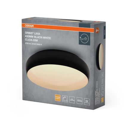 Osram - LED Ρυθμιζόμενο φωτιστικό οροφής ORBIS LIVIA LED/24W/230V διάμ. 43 εκ. μαύρο/άσπρο