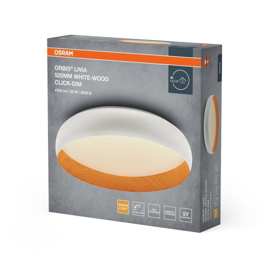 Osram - Ρυθμιζόμενο φωτιστικό οροφής LED ORBIS LIVIA LED/36W/230V Ø 52 εκ. λευκό/καφέ