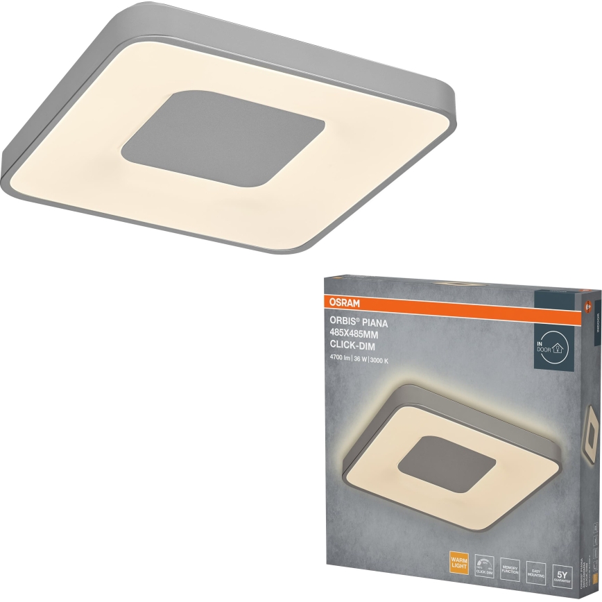 Osram - Ρυθμιζόμενο φωτιστικό οροφής LED ORBIS PIANA LED/36W/230V 48,5x48,5 cm ασημί