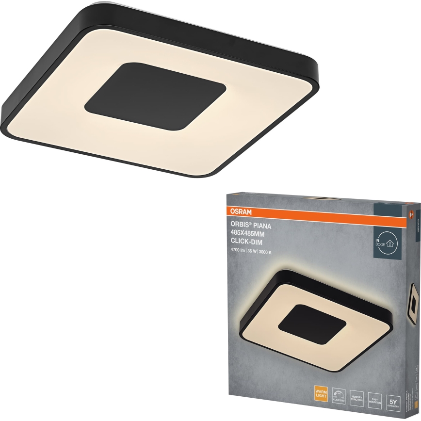 Osram - LED Ρυθμιζόμενο φωτιστικό οροφής ORBIS PIANA LED/36W/230V 48,5x48,5 cm μαύρο